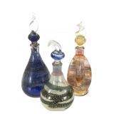 3 Studio Art Glass Perfume Bottles