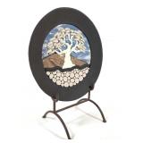 1981 Bill Herb Raku Pottery Decor Plate w/ Stand