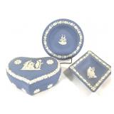Wedgwood Blue Jasperware Trinket Dishes & Box