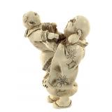 Carved Laughing Buddha w/ Baby Netsuke