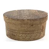 Antq Band Box Lined w/ 1820s Newspaper