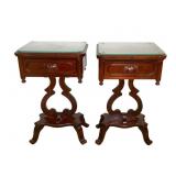 Pr Victorian Wood Single Drawer Side Tables