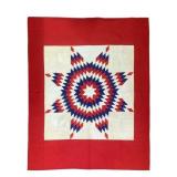 Large Lone Star Quilt Red White Blue 95' x 78'
