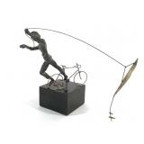 1968 C. Jere Boy Flying Kite Bronze Sculpture +
