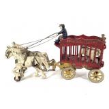Cast Iron Horse Drawn Circus Car w/ Bear