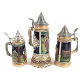 3 German Earthenware Steins