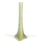 Frosted Blue & Yellow Mottled Art Glass Vase