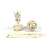 Carved Chinese Puzzle Ball Stand & Letter Opener