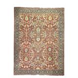 86' x 73' Persian Rug Olive Green & Salmon