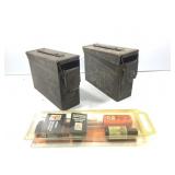 2 Ammo Cans w/ 12GA & .22 Shells + Cleaning Kit