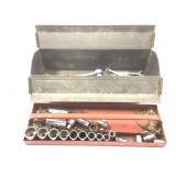 Powr-Kraft Metal Toolbox w/ Sockets & Wrenches