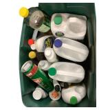 Tote of Cleaning Chemicals Bona Comet Pine Sol