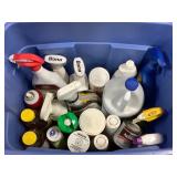 Tote of Cleaning Chemicals Bona Pine Sol Pesticide