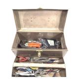 Powr-Kraft Metal Toolbox w/ Pliers Wrenches Misc