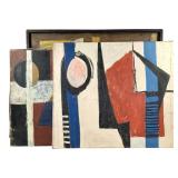 3 Abstract Paintings Charles Mussett Iowa c1950