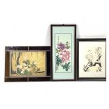 Stained Glass w Japan Floral & 2 Ink Wash Prints