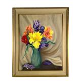 Floral Still Life Signed A Baird Oil on Board
