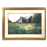Framed House in Field Randall S. Harden Watercolor