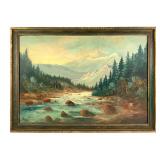 JH Graham Oil on Board Mountain Landscape 1930s