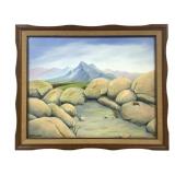 Framed Rocky Landscape Painting on Canvas