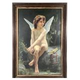 Framed Cupid Embellished Reproduction Print