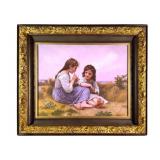 Oil on Canvas Two Girls in Landscape Unsigned