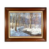 Winter Landscape Oil on Canvas Signed Sue Dooley
