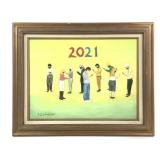 Framed "2021" Painting on Canvas by SD Brandlein