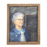 Framed Woman Teacher Painting on Canvas