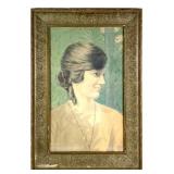 1922 Watercolor Portrait Signed WJBlank