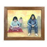 Framed "Family" Painting on Canvas by SD Brandlein