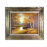 Oil on Canvas Autumn Woods Signed Cantrell