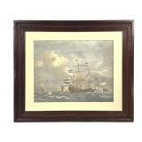 Boydell Engraving Print After Willem Van De Velde