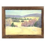 Framed Forest Field Landscape Painting on Canvas