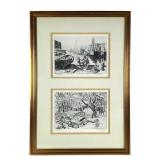 Lionel Barrymore Double Litho of Etchings