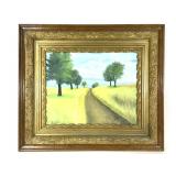 Framed Dirt Road Landscape Painting on Canvas
