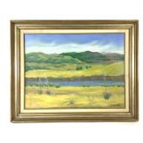 Framed River Landscape Painting on Canvas