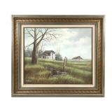 Framed Farm Landscape Canvas Painting by Roy Reece