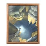 Framed Cave Descent Painting on Canvas