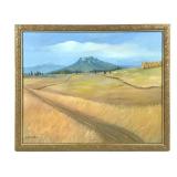 Framed Field Landscape Painting on Canvas