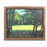Framed Flower Forest Landscape Painting on Canvas