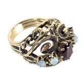 14K Garnet Opal Statement Ring 15.4g TW