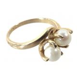 14K Pearl Ring 4.0g TW Sz 8 1/4