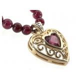 14K Garnet Necklace & Heart Pendant