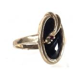 10K Onyx Ruby Ring 3.1g TW Sz 8