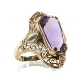 14K Amethyst Ring 5.3g TW Sz 5 1/2