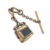 Antique Mourning Fob 3" L Chain Onyx Carnelian