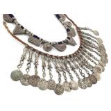 Vtg Tribal Telsum Pendant & Coin Necklaces