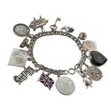 Sterling Charm Bracelet W Charms 46.2g TW