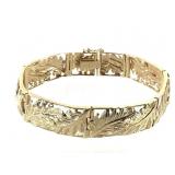 14K Leaf Motif Bracelet 19.7g TW 7 1/4" L